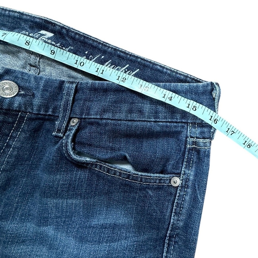 7 For All Mankind A Pocket Flare Jeans Dark Wash Low Rise Stretch Womens 32 - Picture 5 of 10